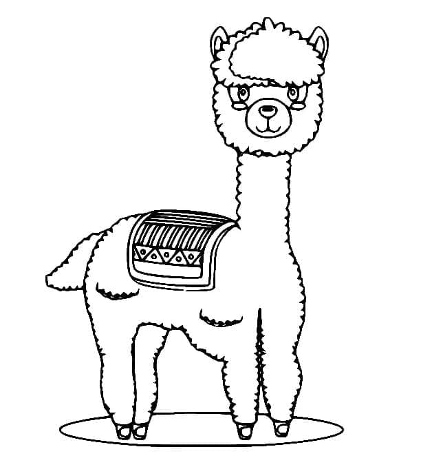 Simpatico lama dei cartoni animati da colorare