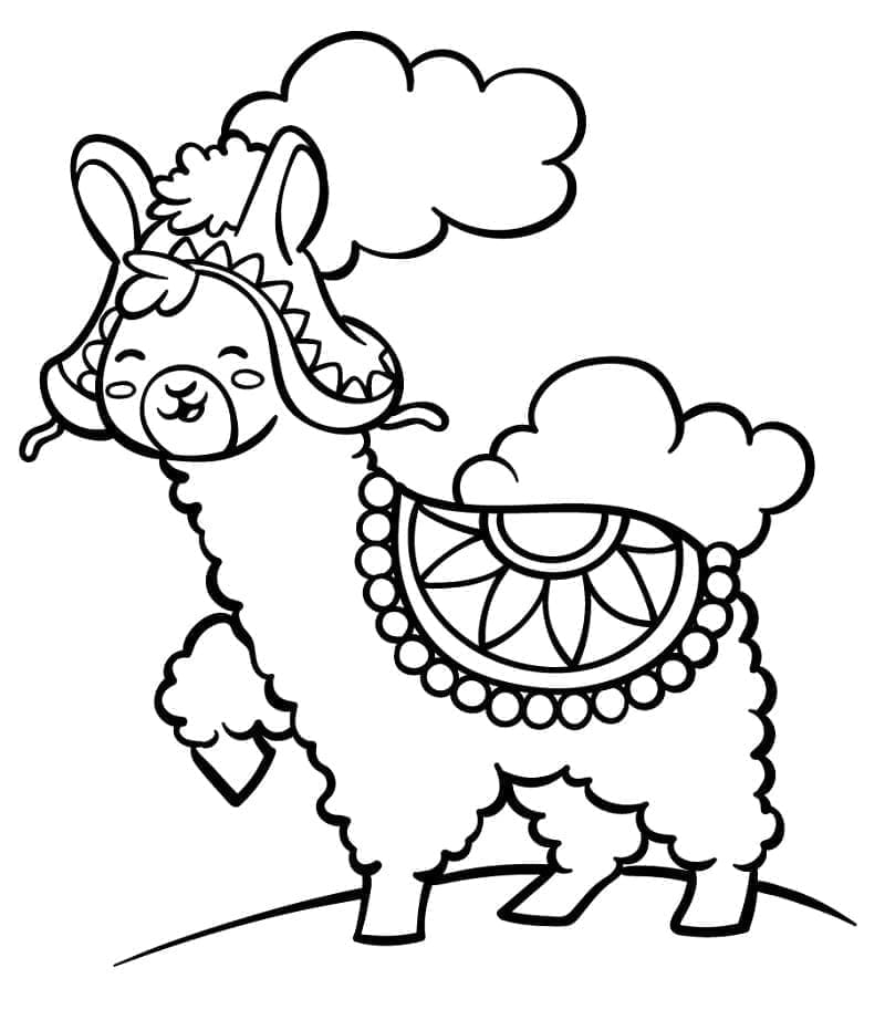 Simpatico lama stampabile da colorare