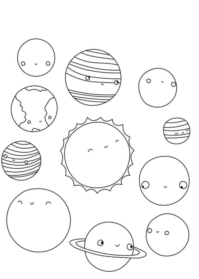 Sistema solare carino da colorare