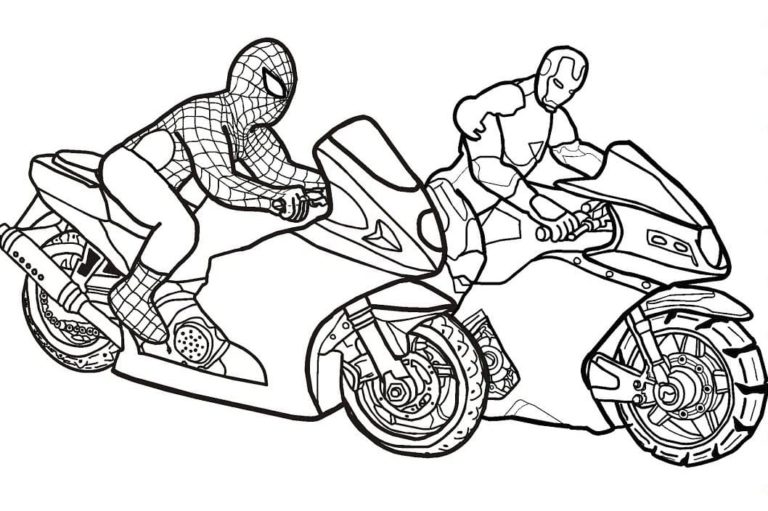 Spider-Man e Iron Man hanno organizzato gare motociclistiche da colorare