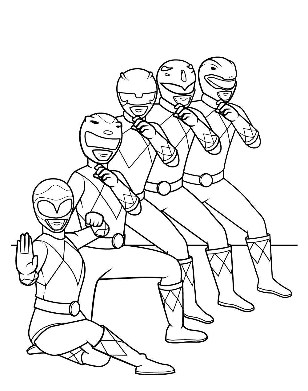 Squadra dei Power Rangers da colorare