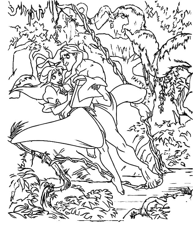 Stampa Tarzan e Jane da colorare