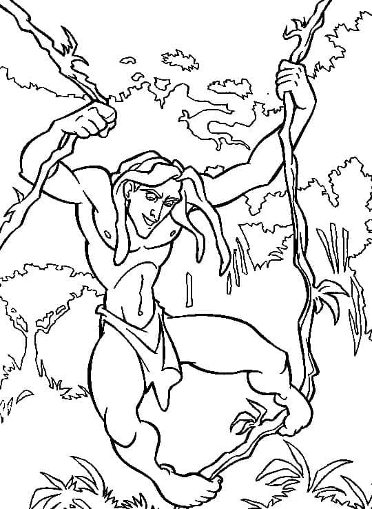 Tarzan nella foresta da colorare