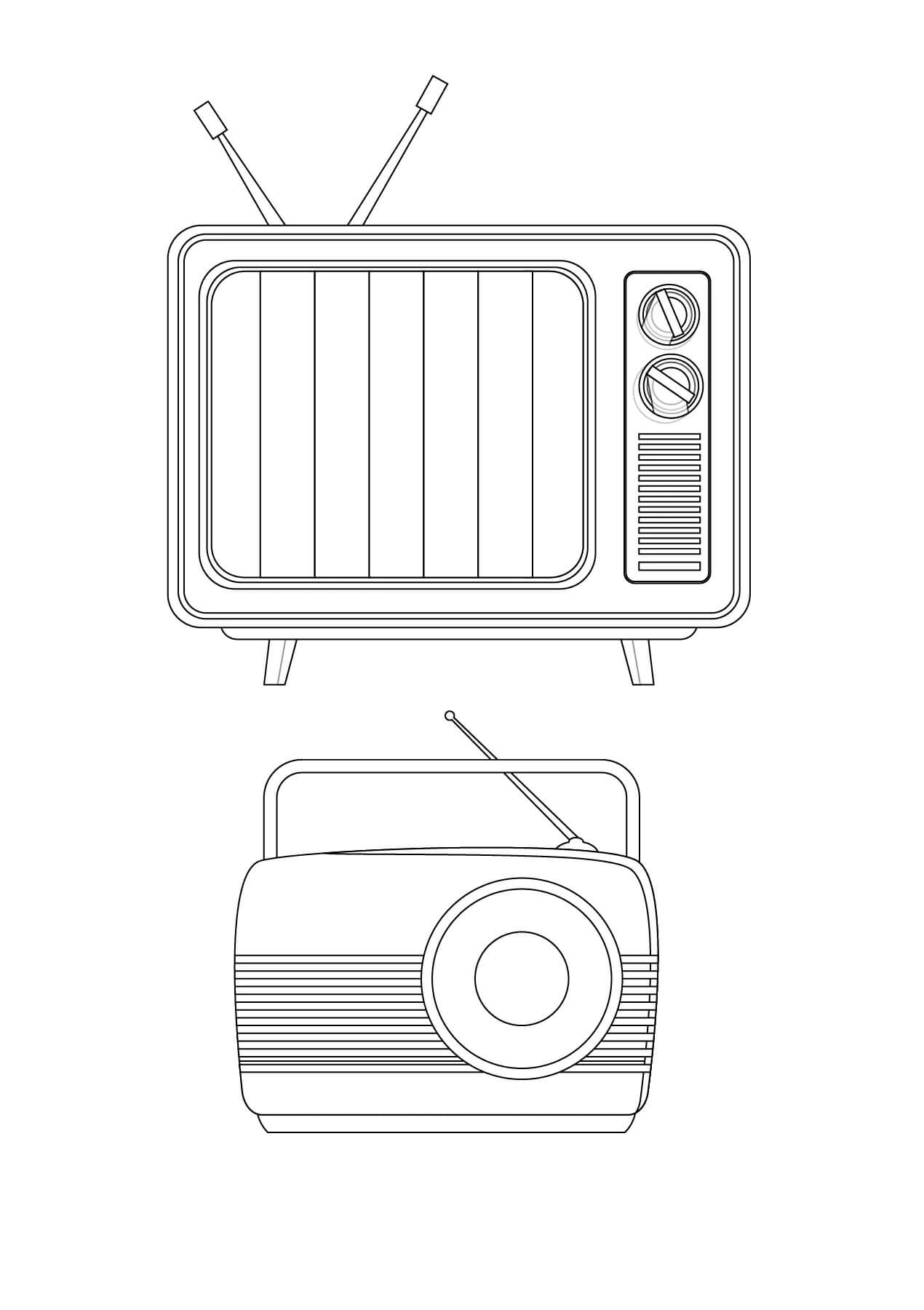 Televisione e Radio da colorare