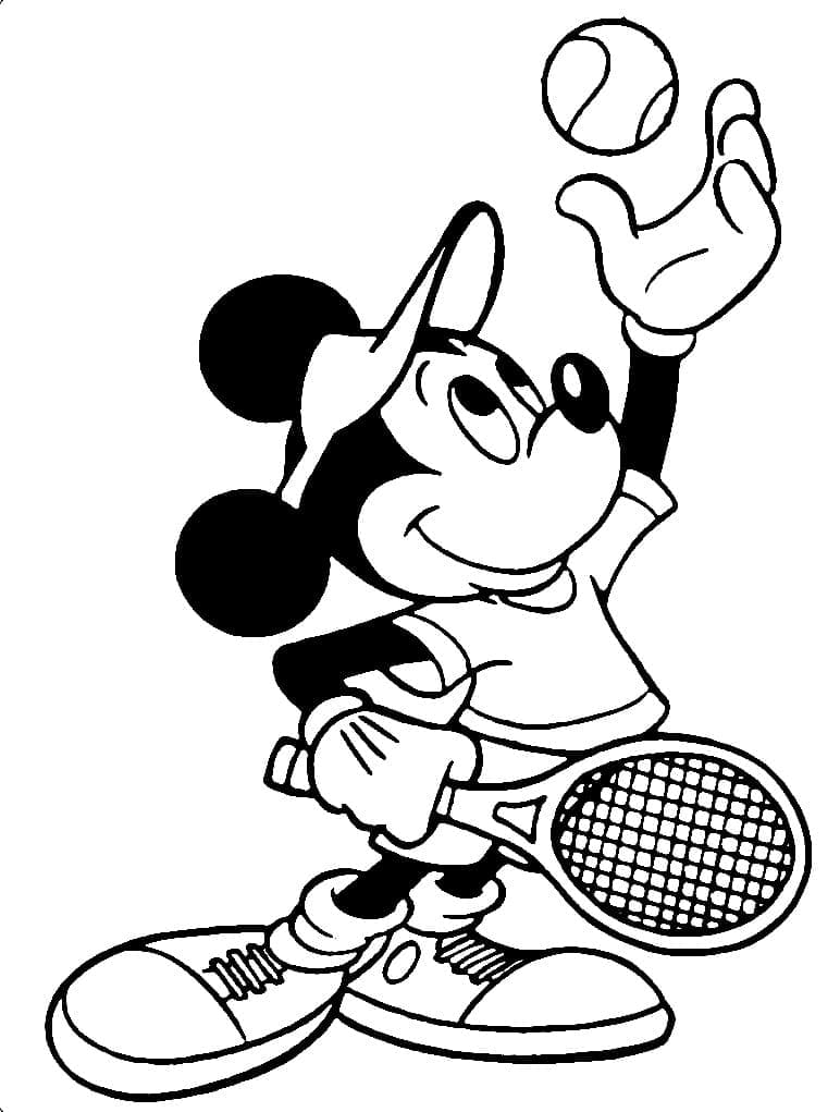 Topolino gioca a tennis da colorare