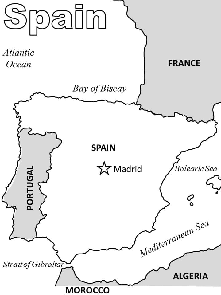 Tulostettava Espanjan kartta da colorare
