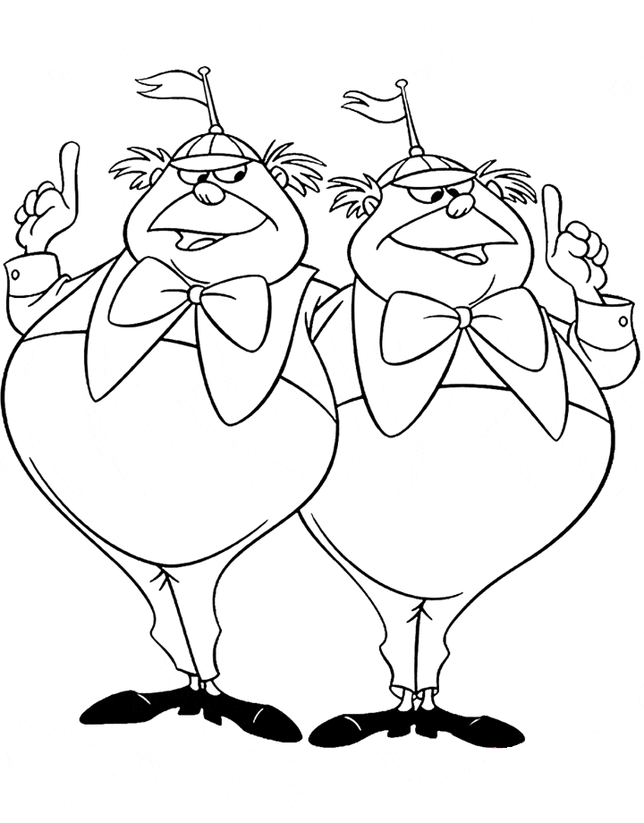 Tweedledee e Tweedledum da colorare