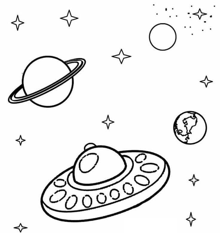 UFO nello spazio da colorare