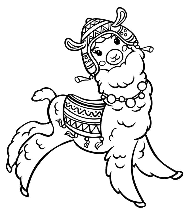 Un simpatico lama da colorare