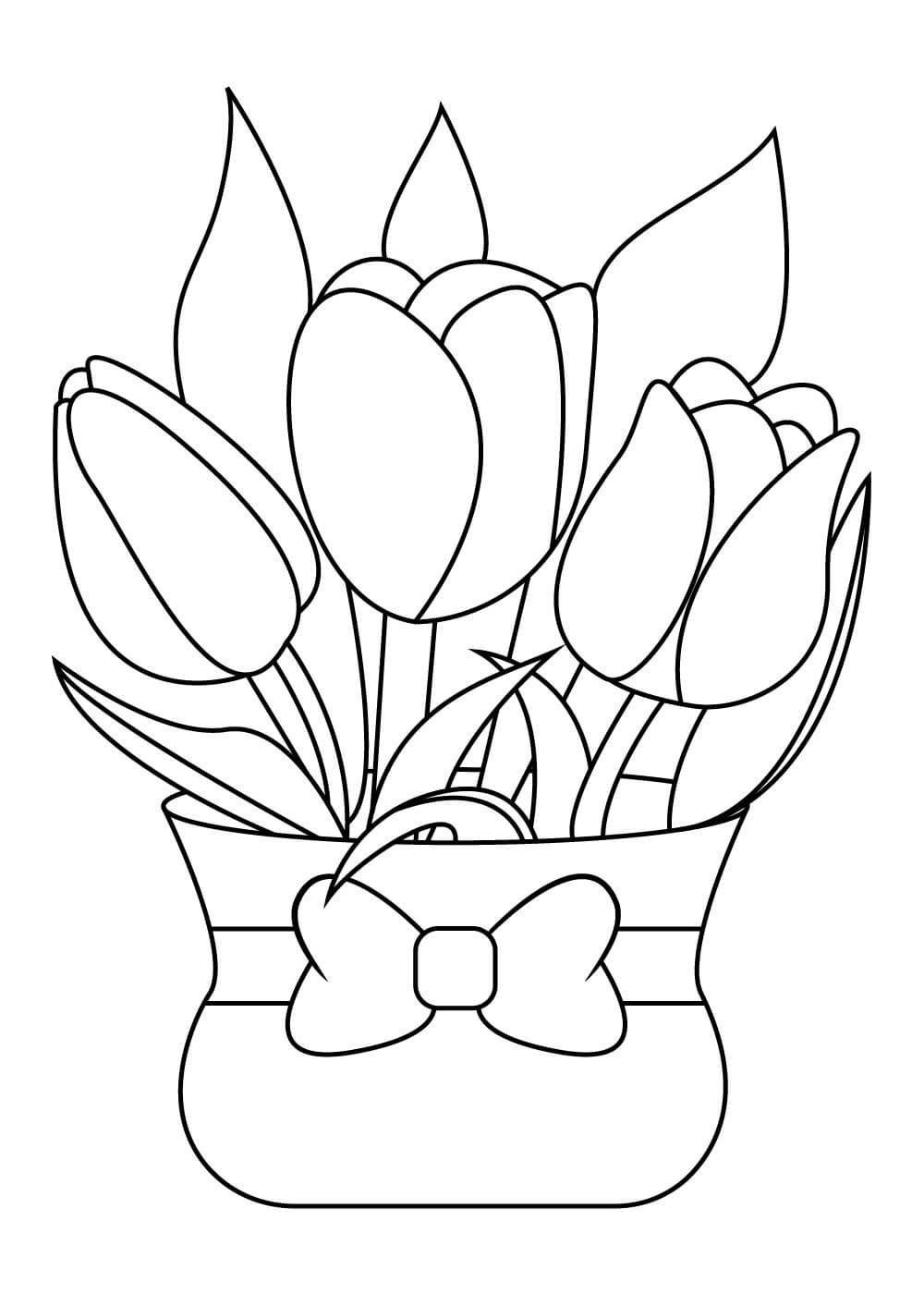 Vaso di Tulipani da colorare