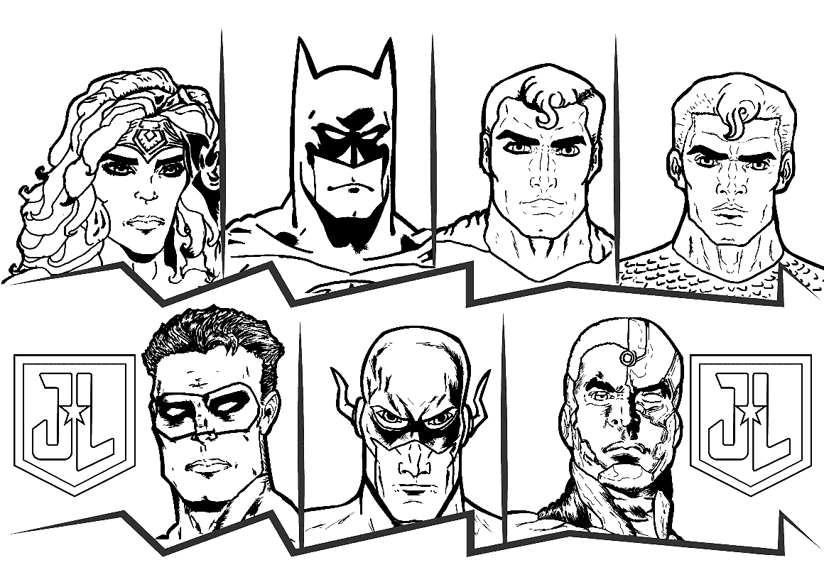Volti Justice League da colorare