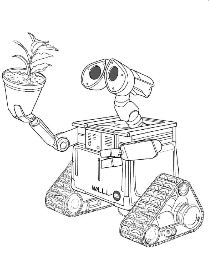 Wall-E con la pianta da colorare
