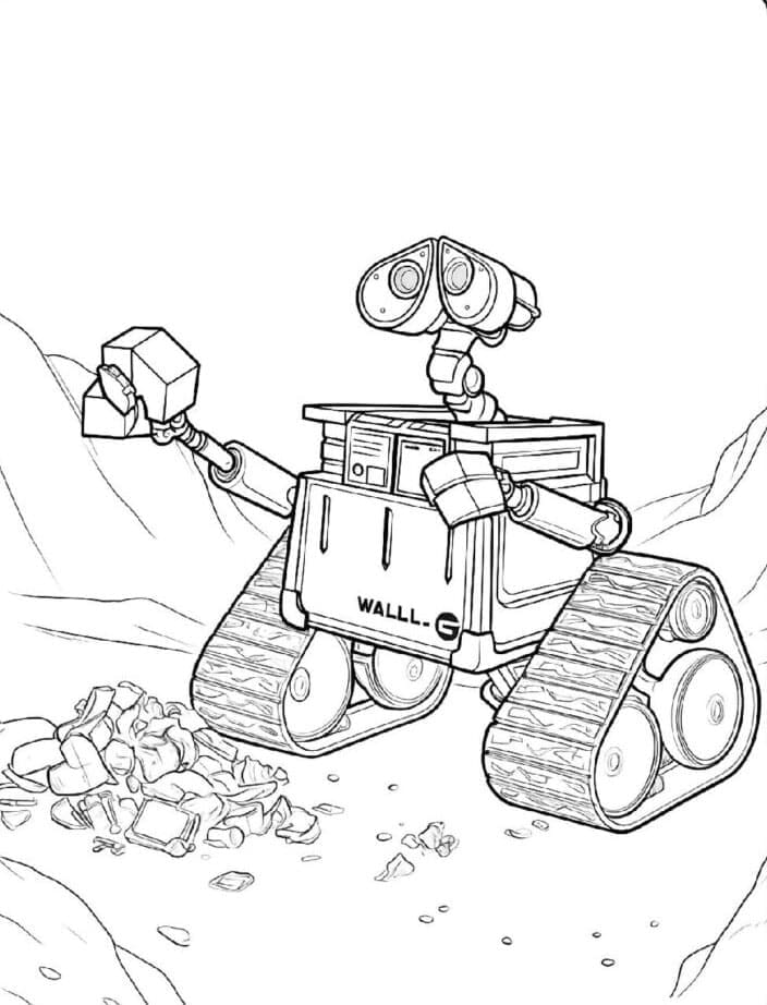 Wall-E e i cubi della spazzatura da colorare