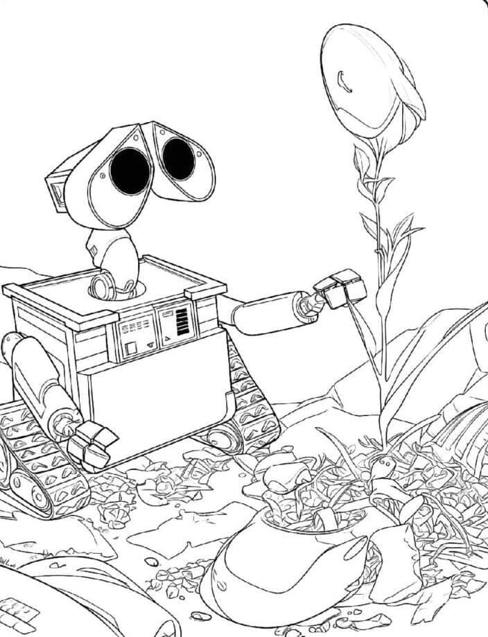 Wall-E e la pianta da colorare