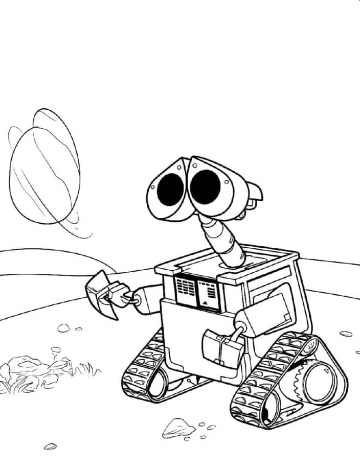 Wall-E ed Eva sulla Terra da colorare