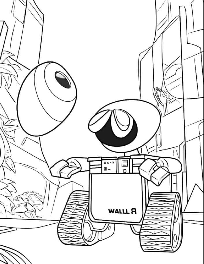 Wall-E incontra Eva da colorare