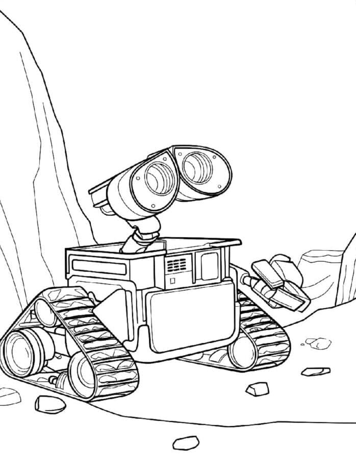 Wall-E nella tempesta d'acciaio da colorare