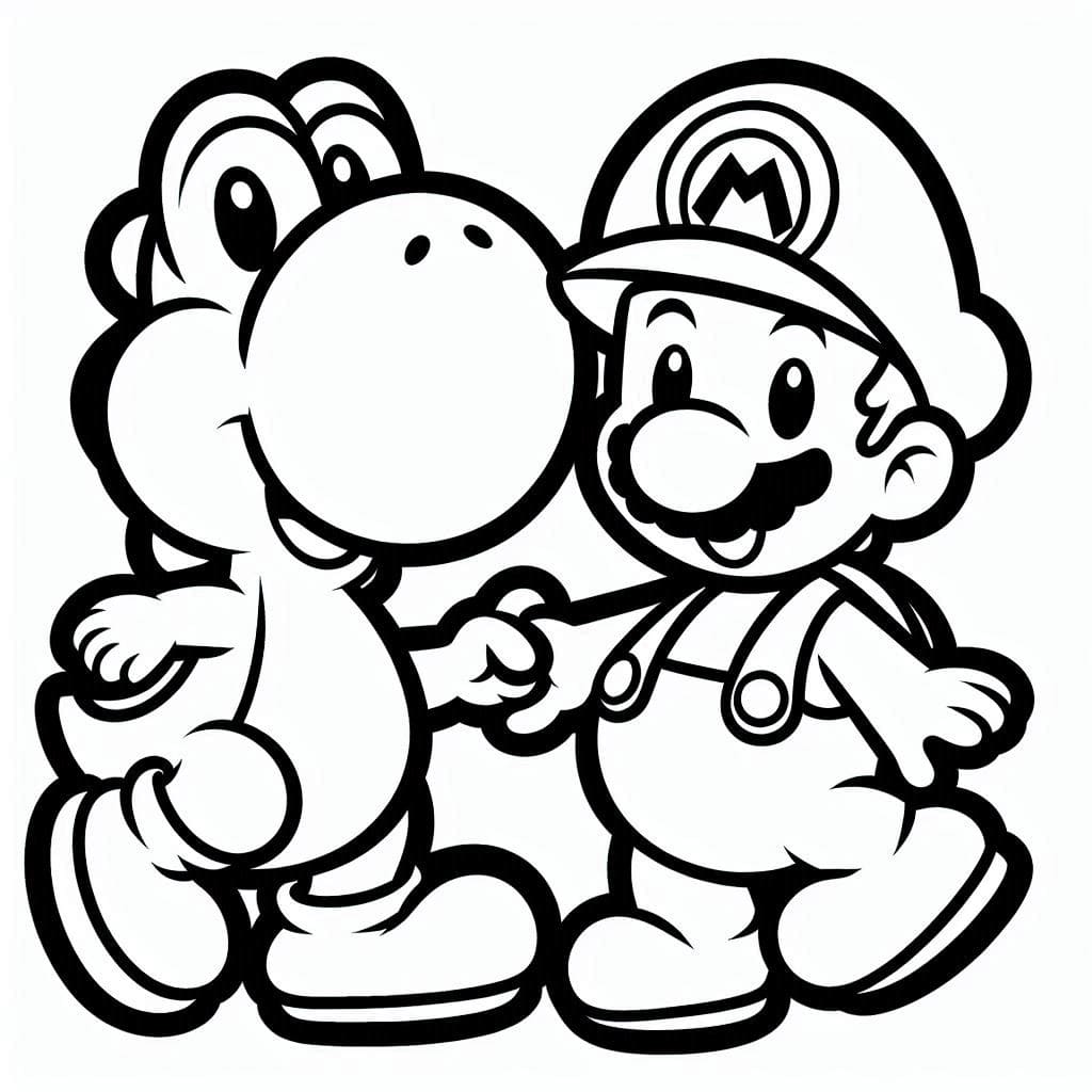 Yoshi e Mario da colorare