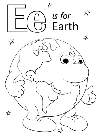 Lettera E come earth da colorare