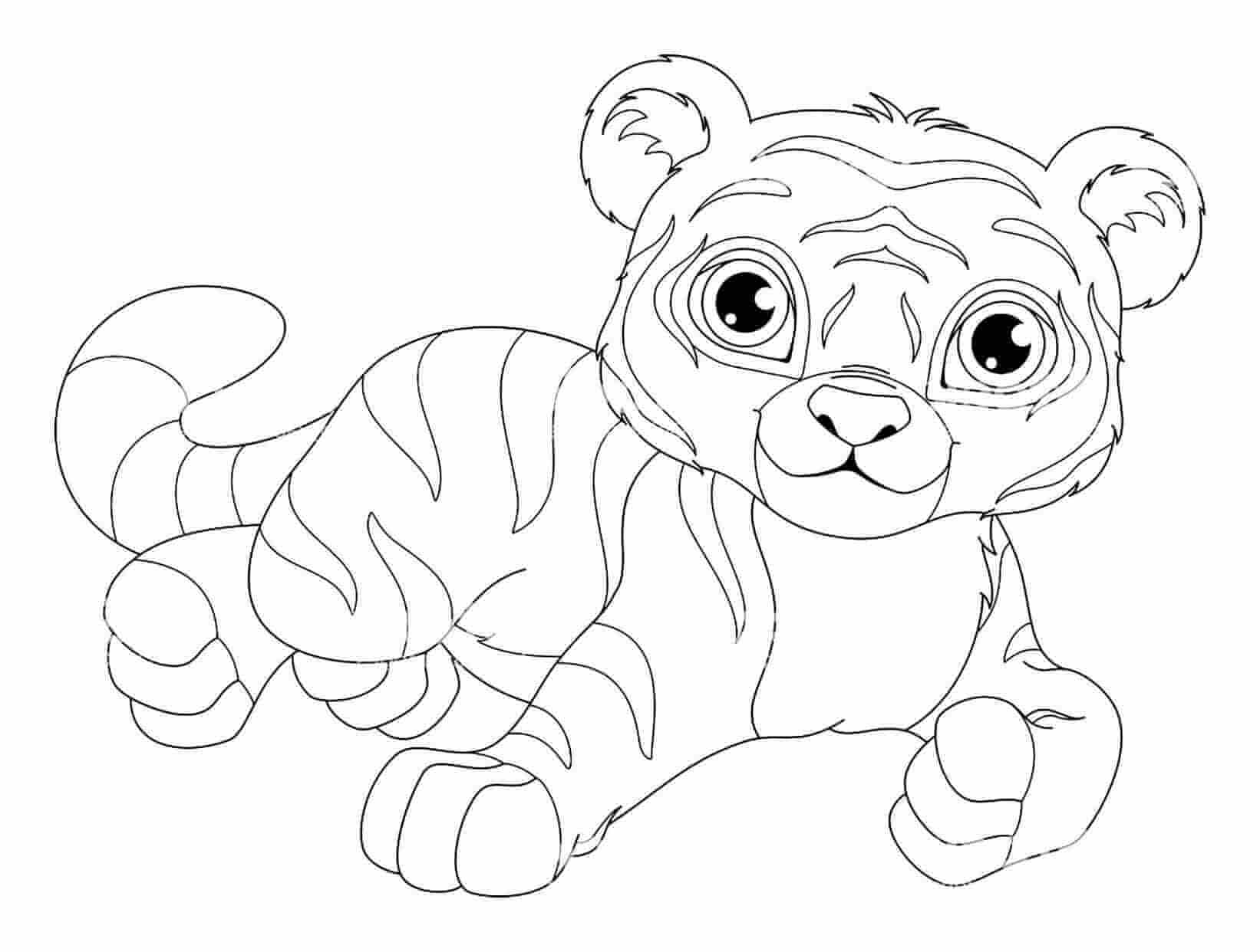 Desenhos de Bebê Tigre Deitado para colorir