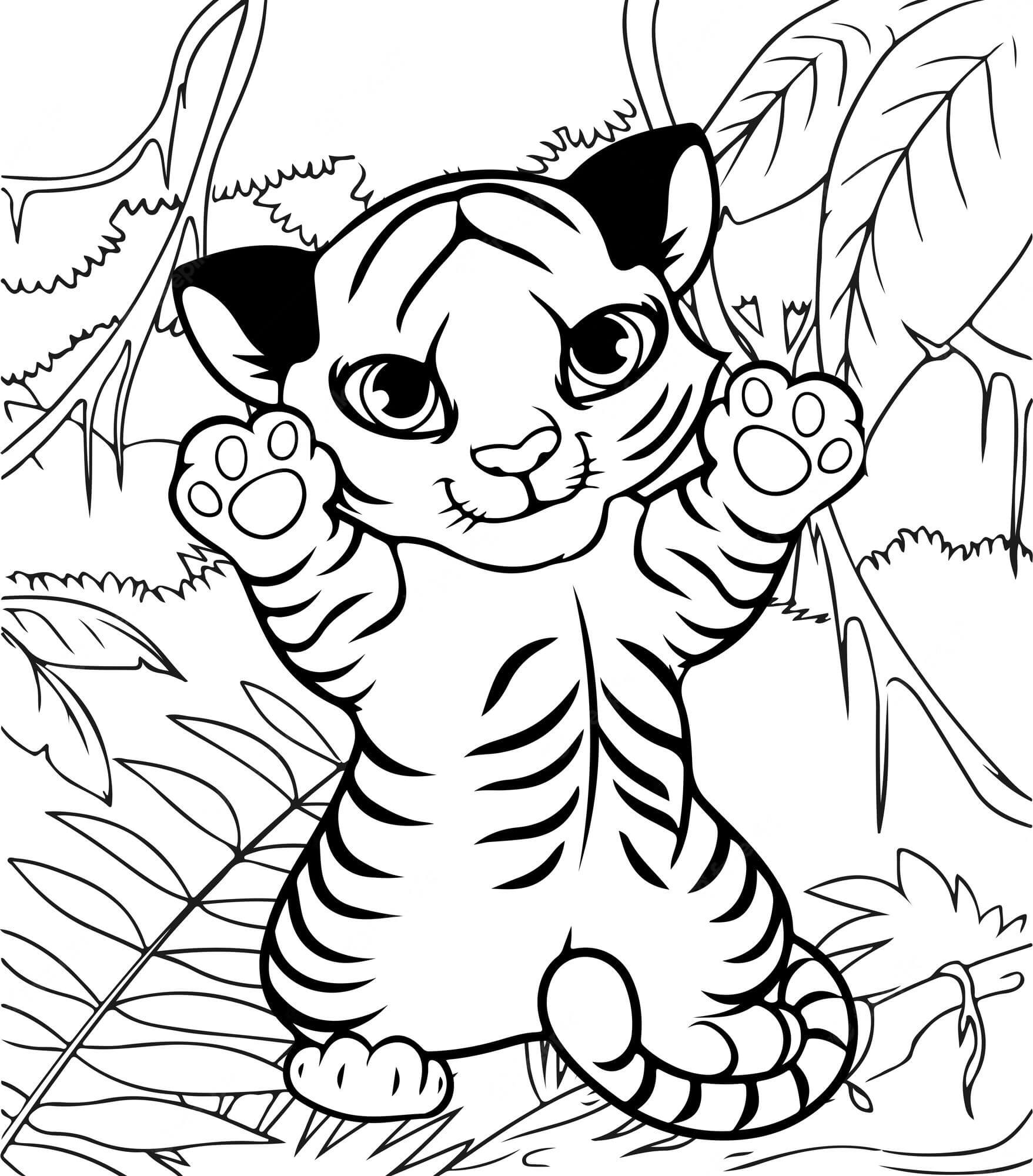 Bebê Tigre em Pé para colorir