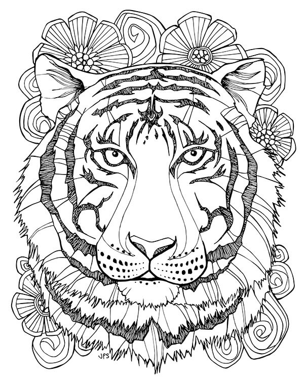 Desenhos de Cabeça de Tigre Legal para colorir