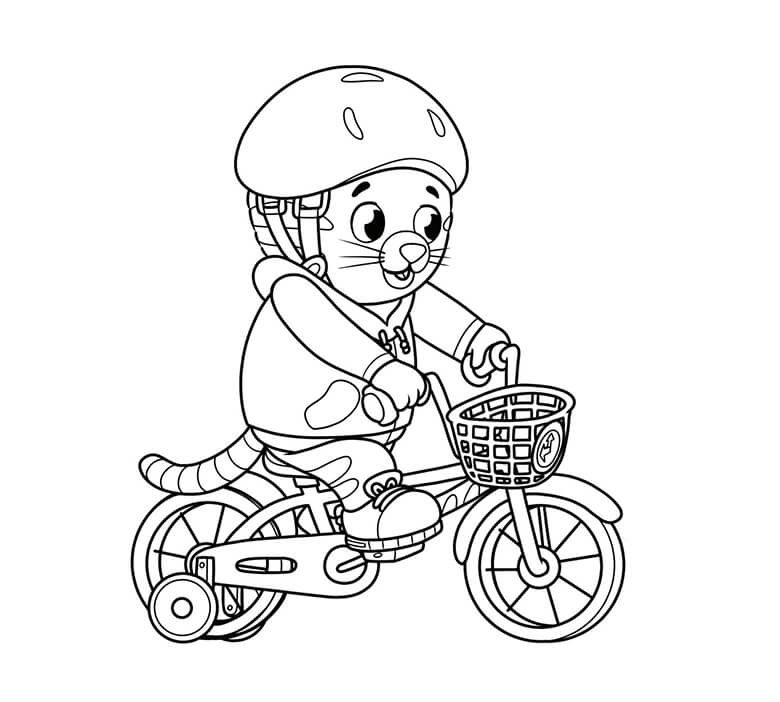Desenhos de Daniel Tigre anda de Bicicleta para colorir