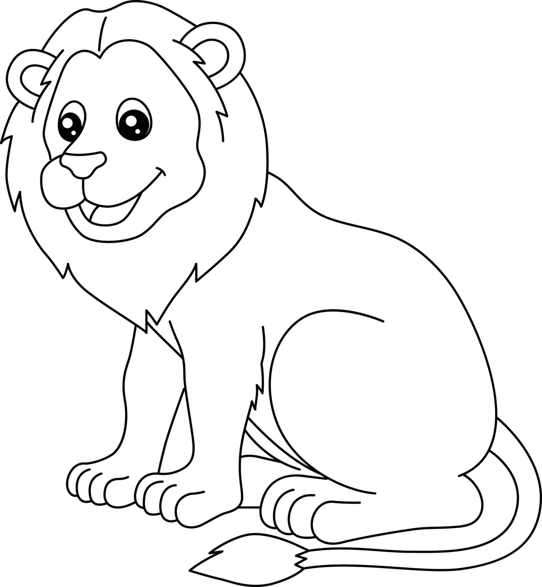 Divertido Leão Sentado para colorir