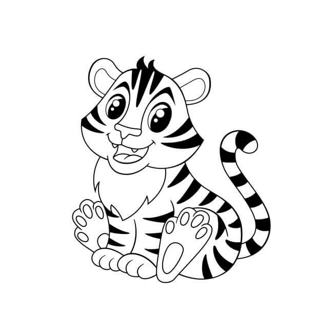 Desenhos de Divertido Tigre Sentado para colorir
