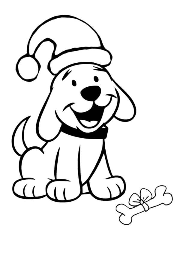 Desenhos de Filhote de Cachorro no Natal para colorir