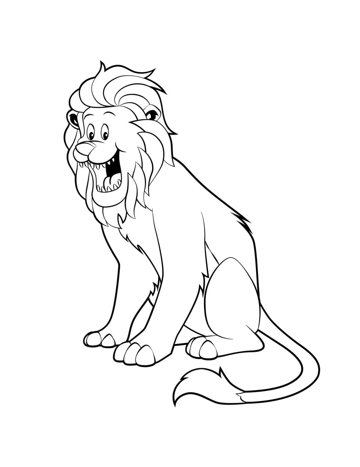 Leão Engraçado Sentado para colorir