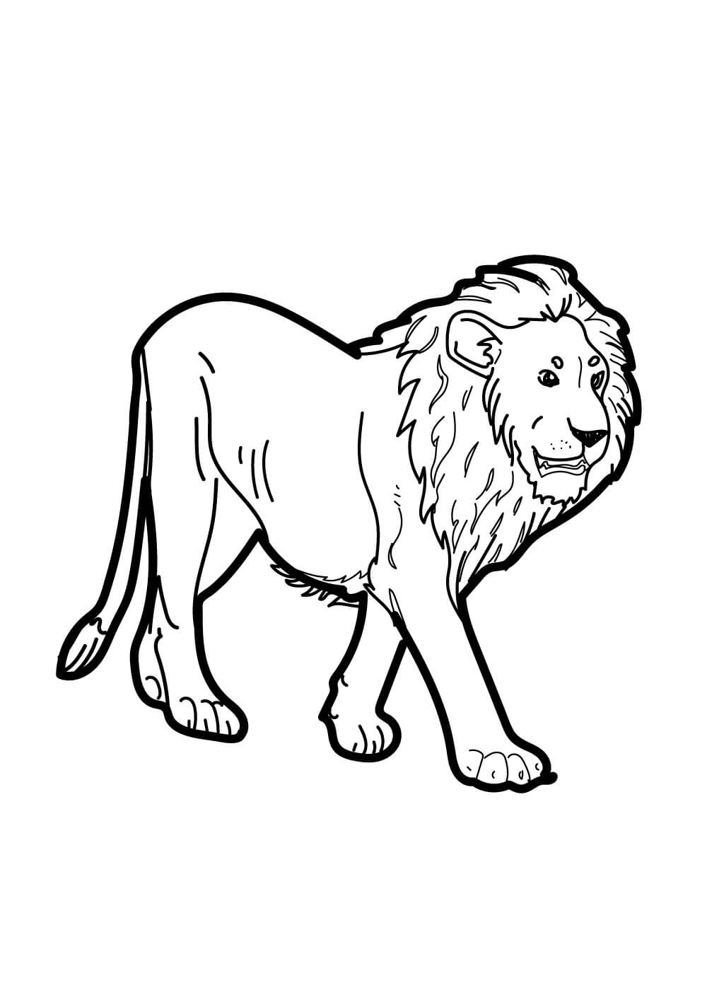 Desenhos de Leão andando para colorir