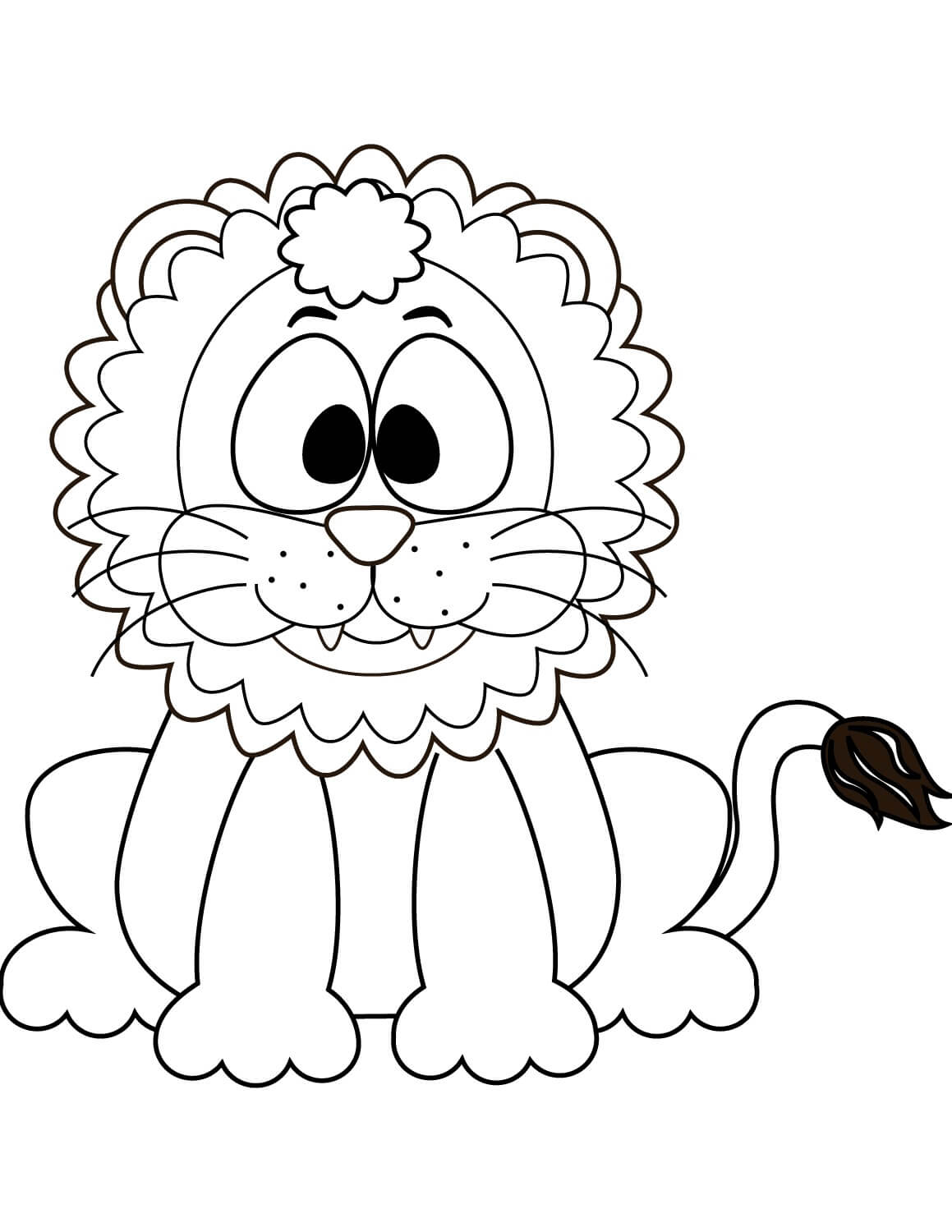 Desenhos de Leão de Desenho Animado Bonito Sentado para colorir