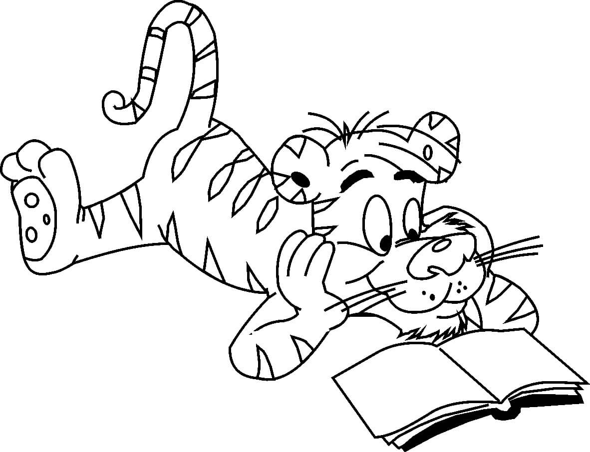 Desenhos de Livro de Leitura do Tigre para colorir