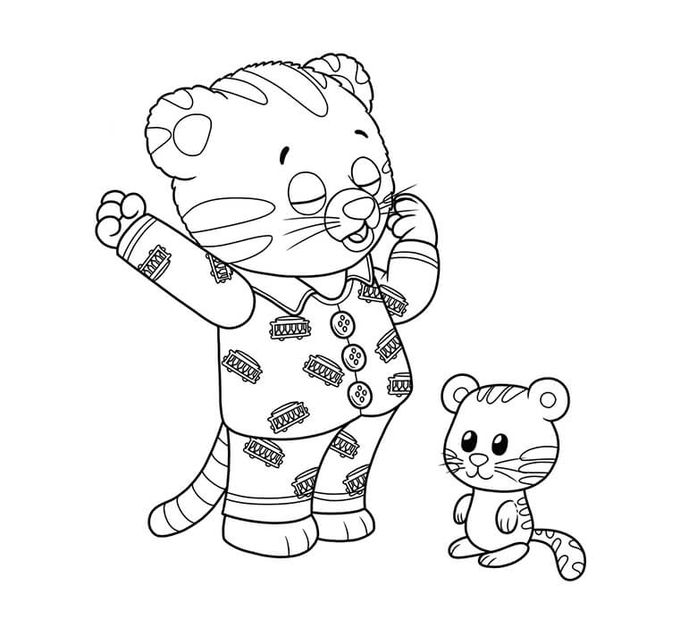 Desenhos de Mãe Tigre e Bebê Tigre em Daniel Tiger para colorir