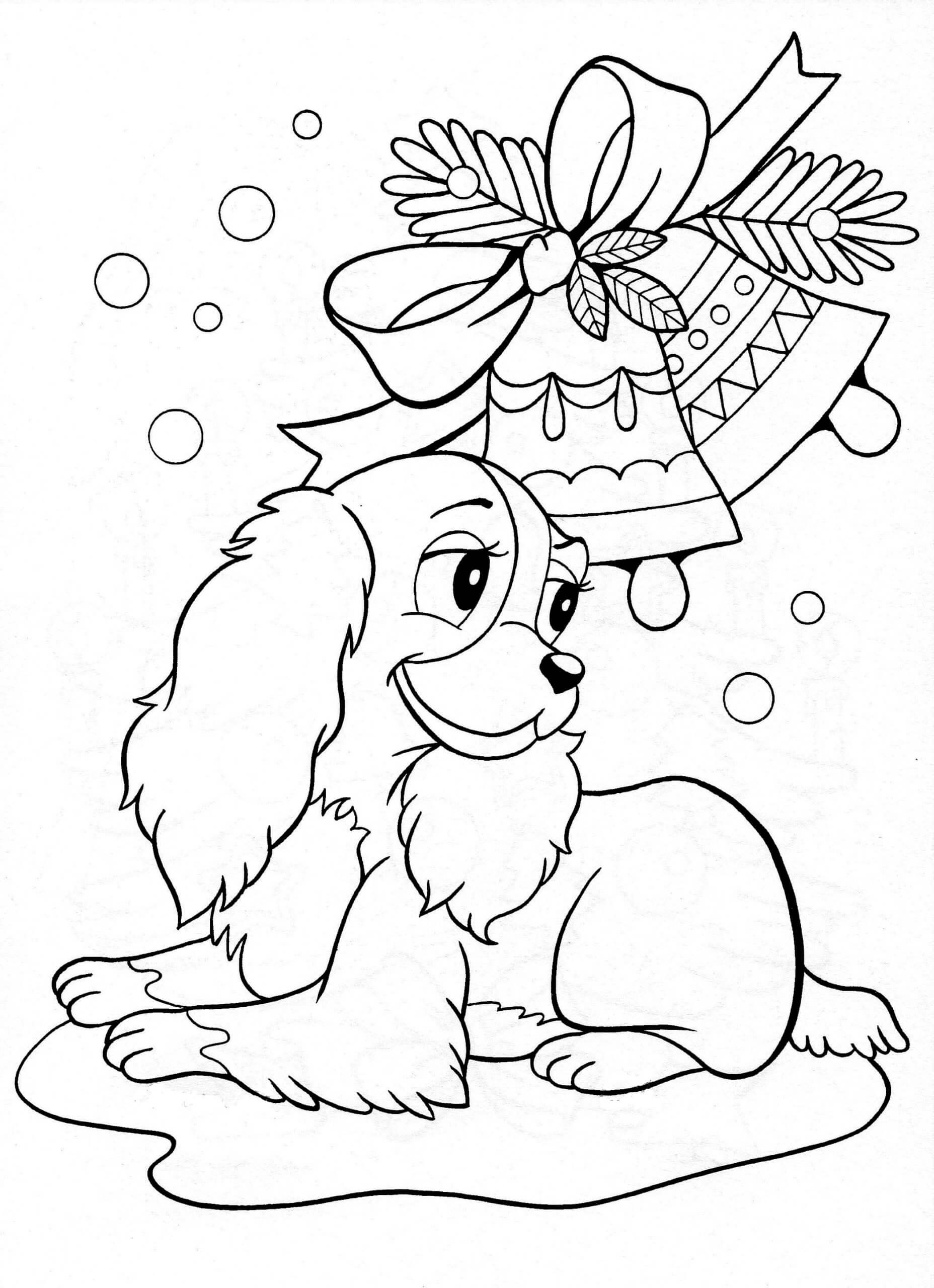 Natal Com Cachorro para colorir
