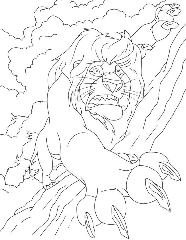Desenhos de Rei Leão Assustado para colorir