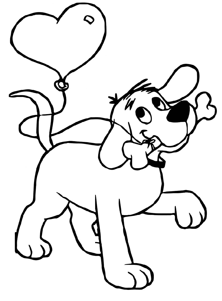 Cachorro com Balão para colorir