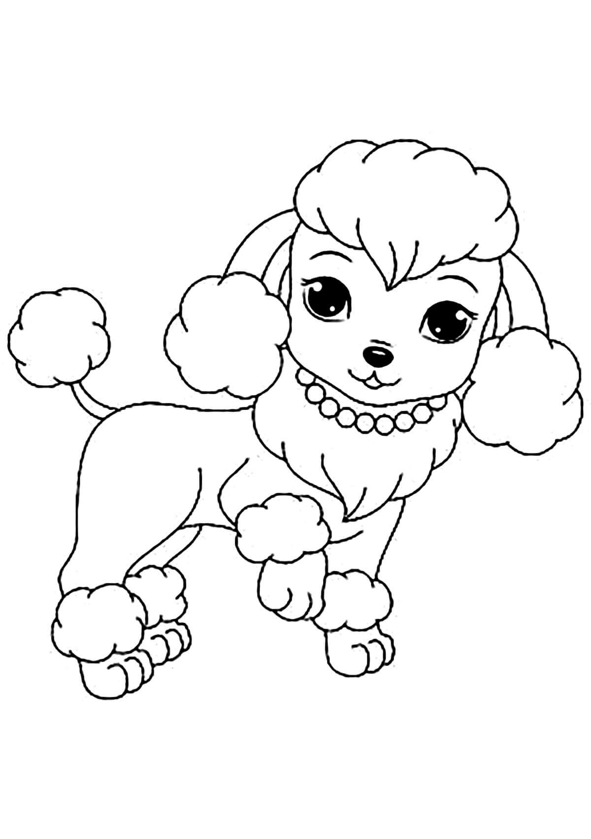 Cachorro Fêmea Bonito para colorir