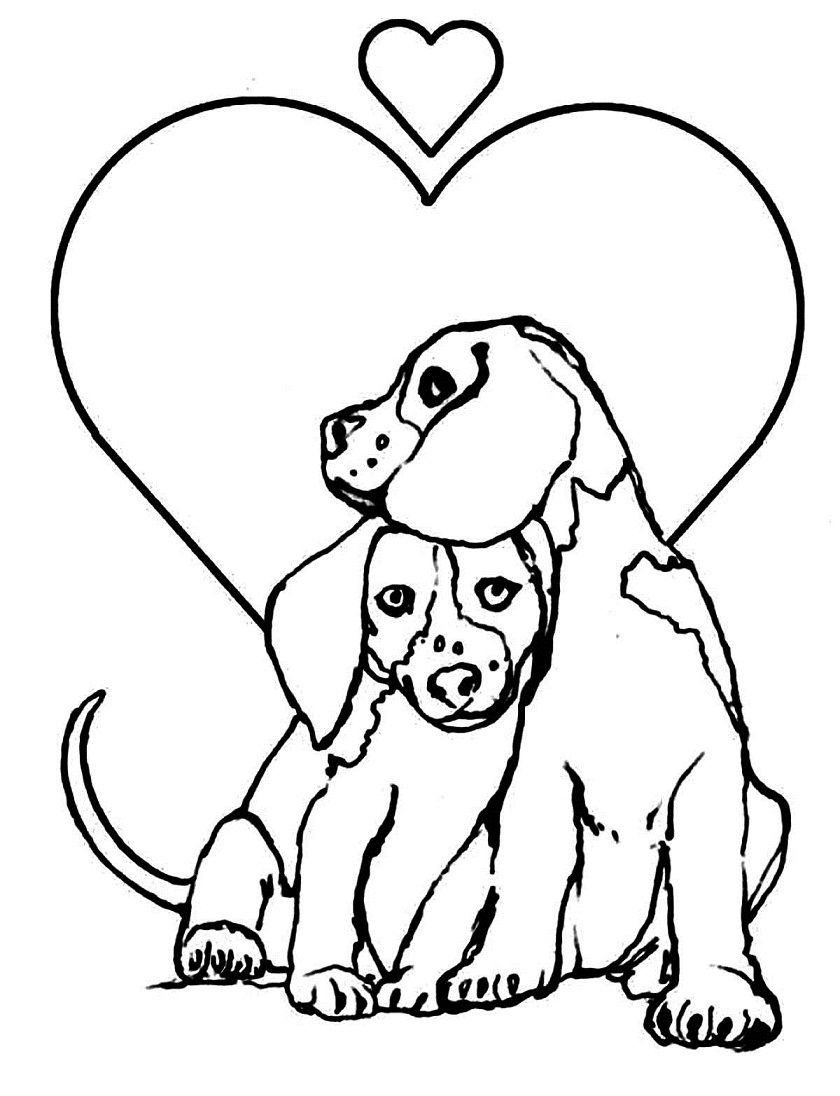 Desenhos de Cachorros Apaixonados para colorir