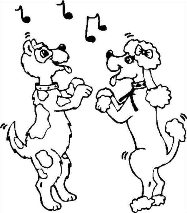 Desenhos de Dois Cachorros Fofos para colorir