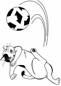 Desenhos de Gato Chutando a Bola para colorir