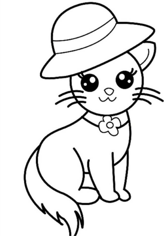 Desenhos de Gato Usando um Chapéu para colorir