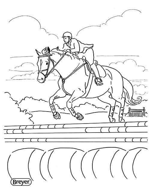 Atleta Equestre Sentado no Cavalo para colorir