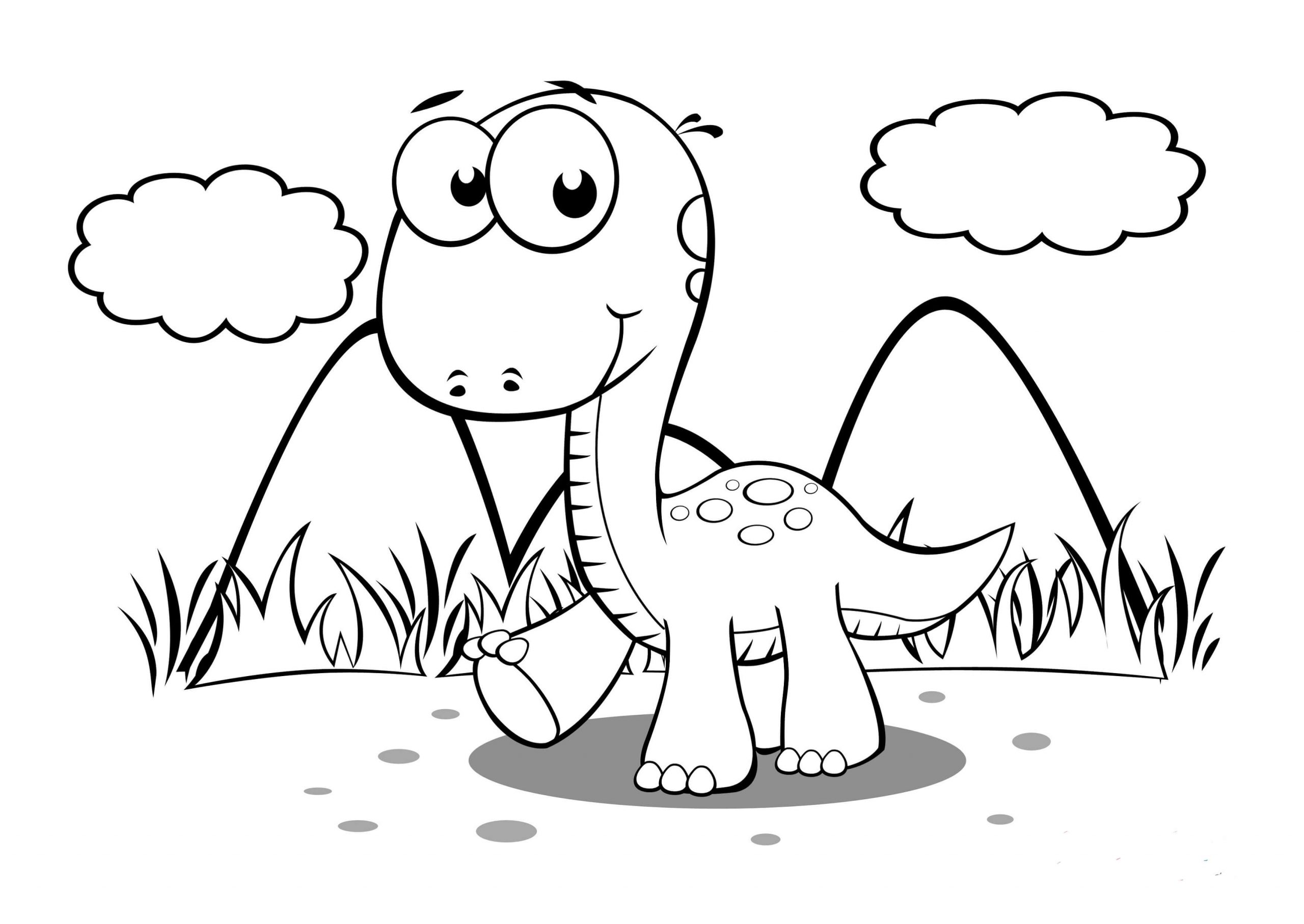 Bebê Pescoço longo Dinossauro Andando para colorir