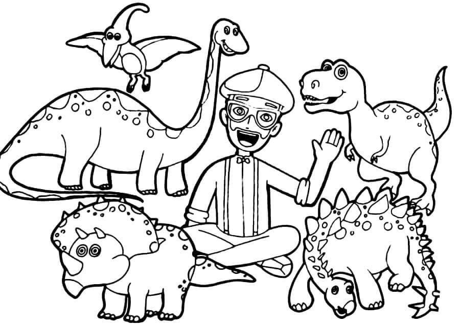 Desenhos de Blippi com Dinossauros para colorir