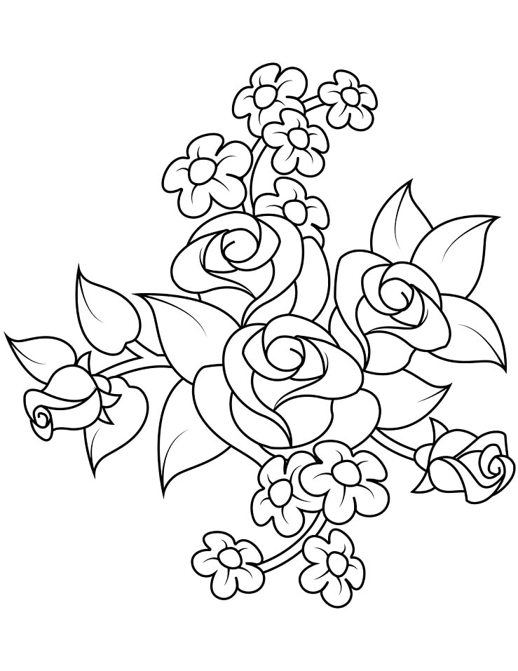 Desenhos de Bouquet de Rosas para colorir