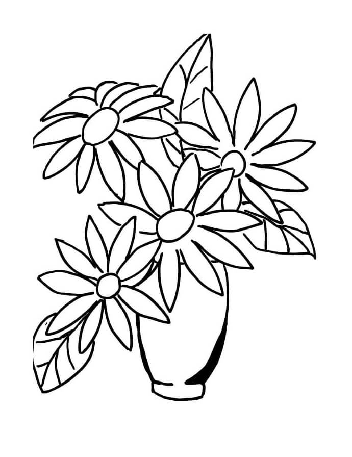 Desenhos de Buquê de flores em um vaso para colorir