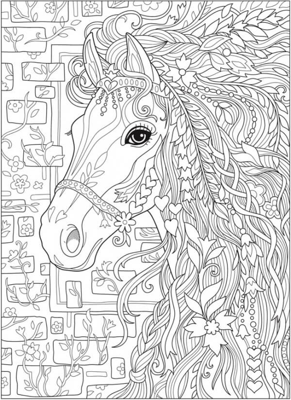 Cara da Mandala do Cavalo para colorir