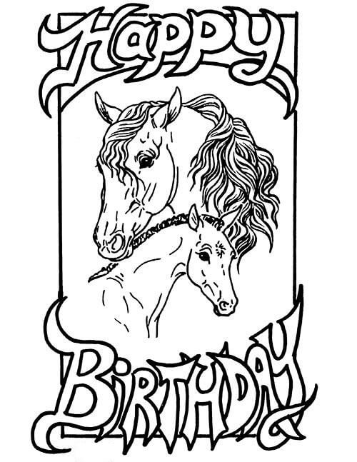 Cavalo Feliz Aniversario para colorir